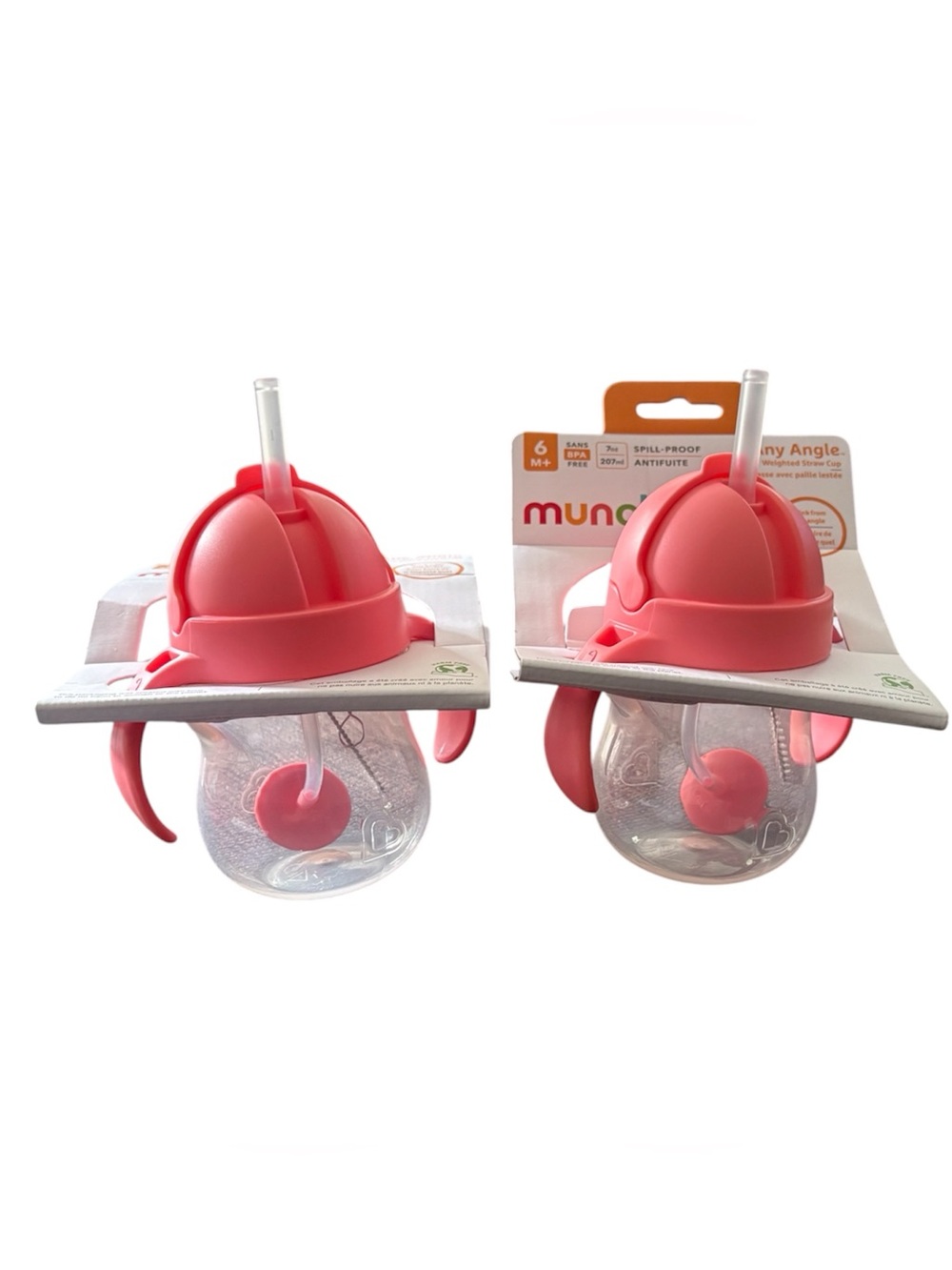 Munchkin - Spill-Proof Straw Trainer 2 Cups - Pink and clear